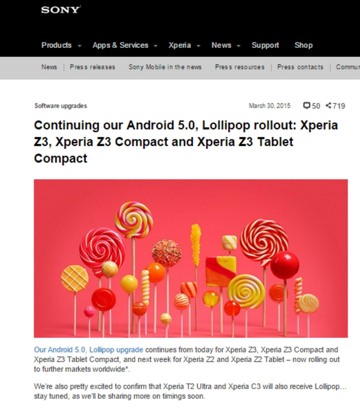 Sony Xperia Z2 Android Lollipop Güncellemesi Türkiye’de