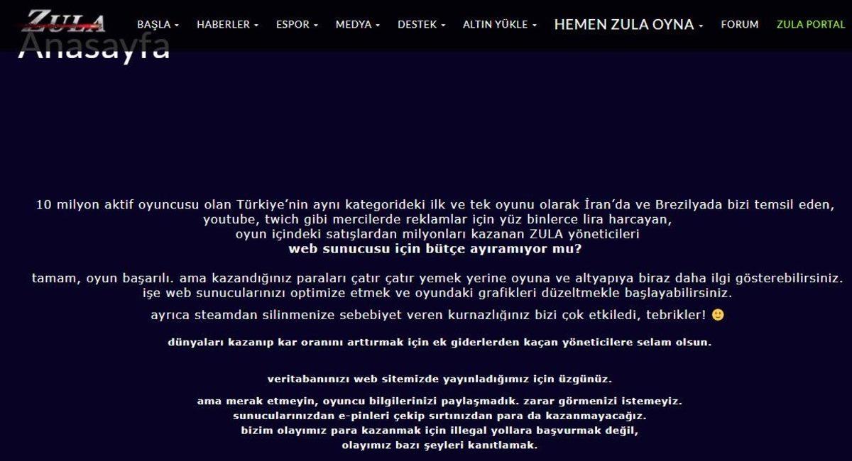 Ünlü Türk FPS Oyunu Zula’nın Sitesi Hacklendi!