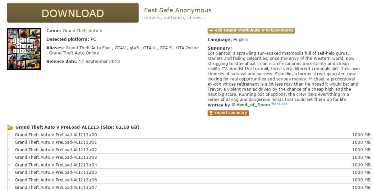 GTA 5’in PC Sürümü Torrent’e Düştü