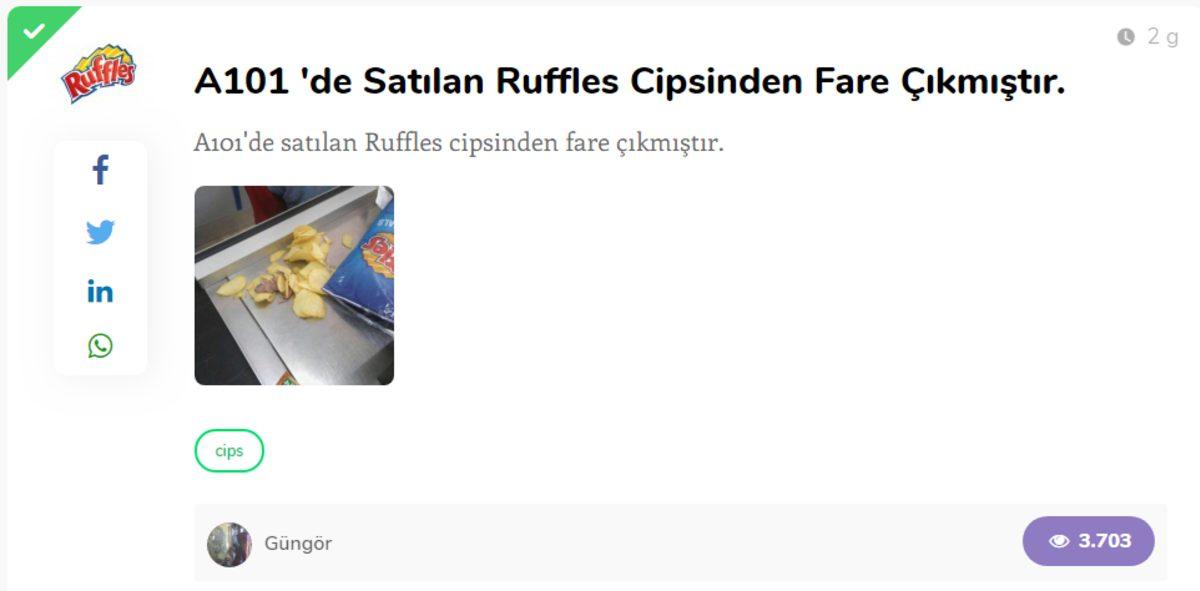 Sosyal Medyayı Sallayan, Ruffles Cipslerinden Fare ve Böcek Çıktığı İddiaları!