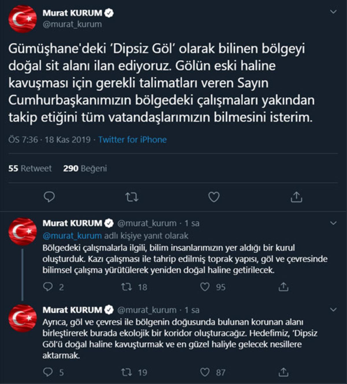 Çevre ve Şehircilik Bakanı’ından Flaş ’Dipsiz Göl’ Açıklaması