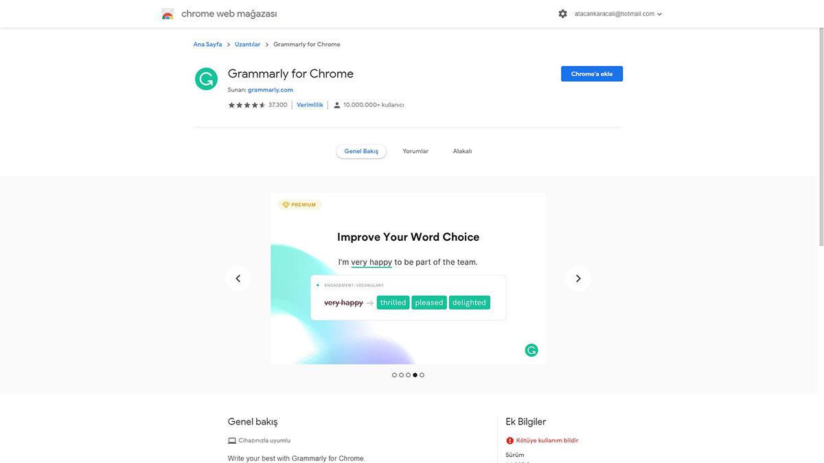 İngilizce Yazarken Hataları Düzelten Chrome Eklentisi: Grammarly
