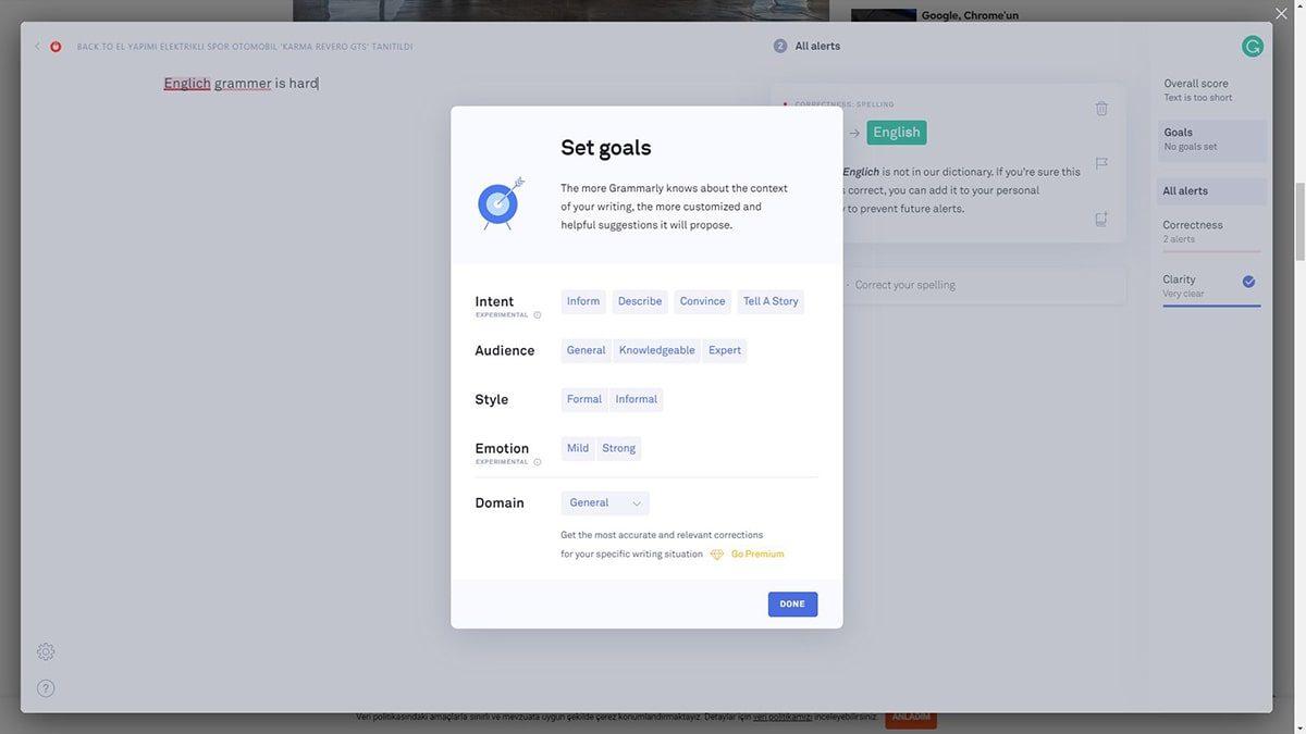 İngilizce Yazarken Hataları Düzelten Chrome Eklentisi: Grammarly