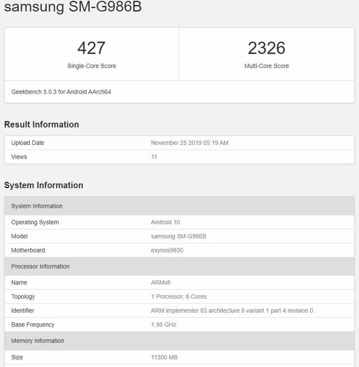 Samsung Galaxy S11’in RAM ve İşlemcisi, Geekbench’te Ortaya Çıktı