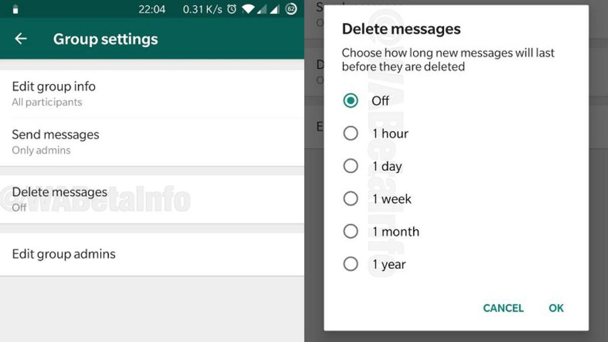 WhatsApp Android Beta Sürümüne ’Grup Mesajlarını Otomatik Silme’ Özelliği Geldi