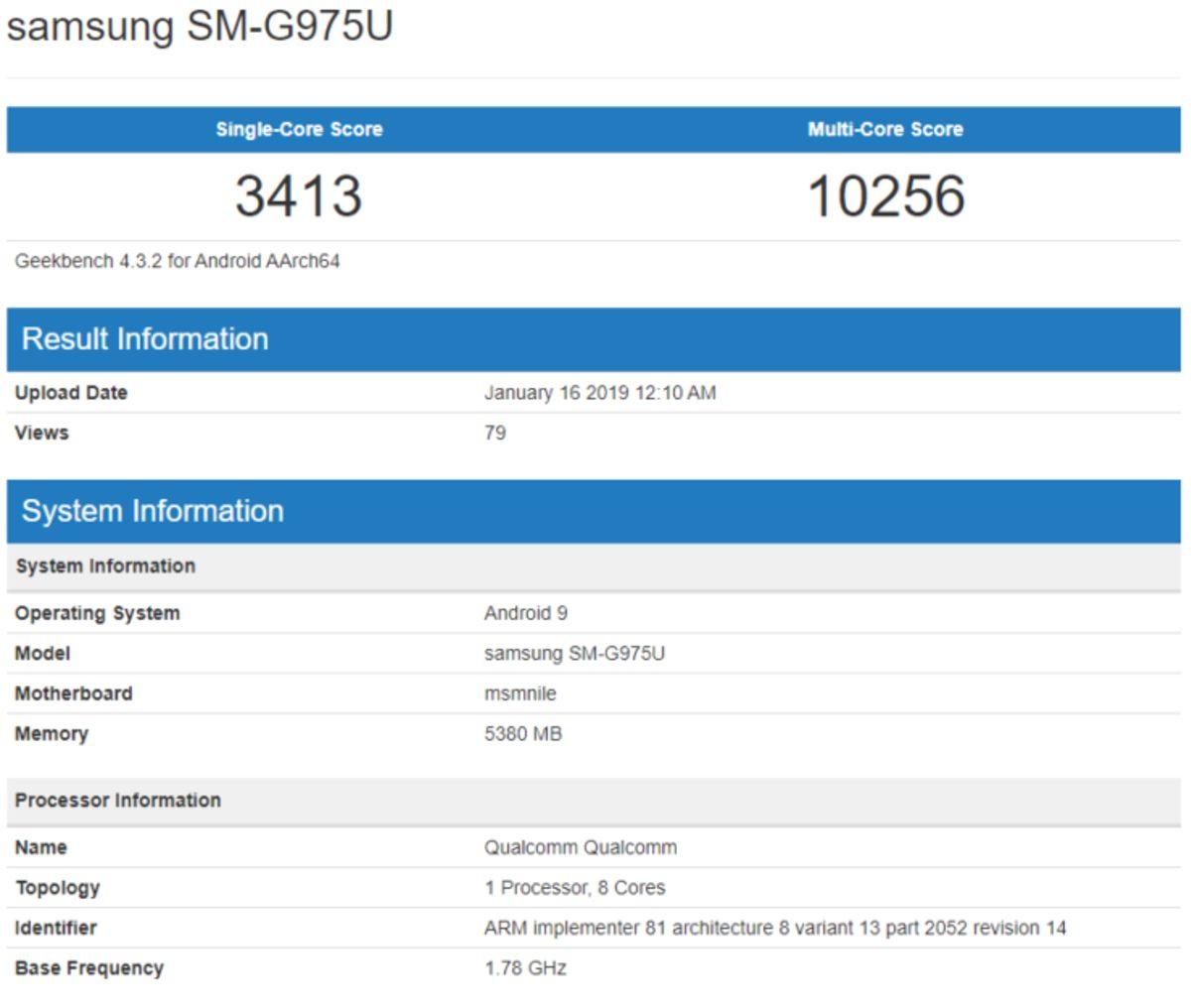 Samsung Galaxy S10 Plus’ın Geekbench Skoru Ortaya Çıktı