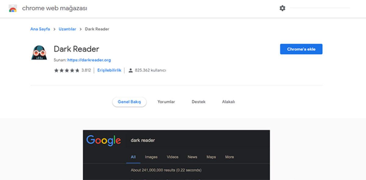 Tüm Web Sitelerini Karanlık Modda Kullanmanızı Sağlayan Eklenti: Dark Reader