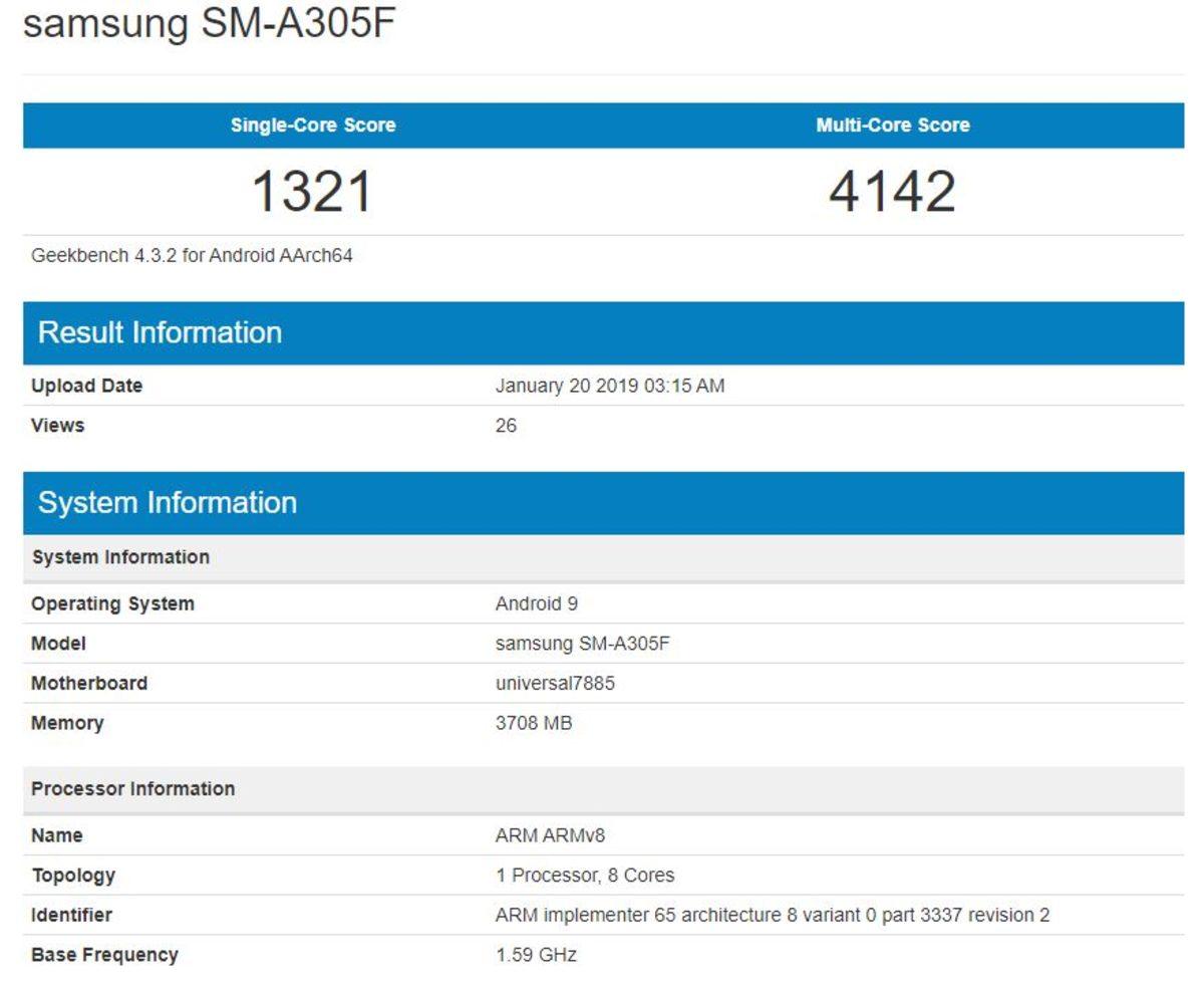 Samsung Galaxy A30’un Geekbench Skoru Ortaya Çıktı