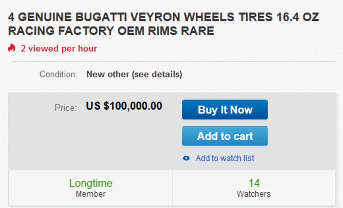 Bugatti Veyron’un Dörtlü Lastik Seti, eBay’de 100 Bin Dolara Satışa Sunuldu