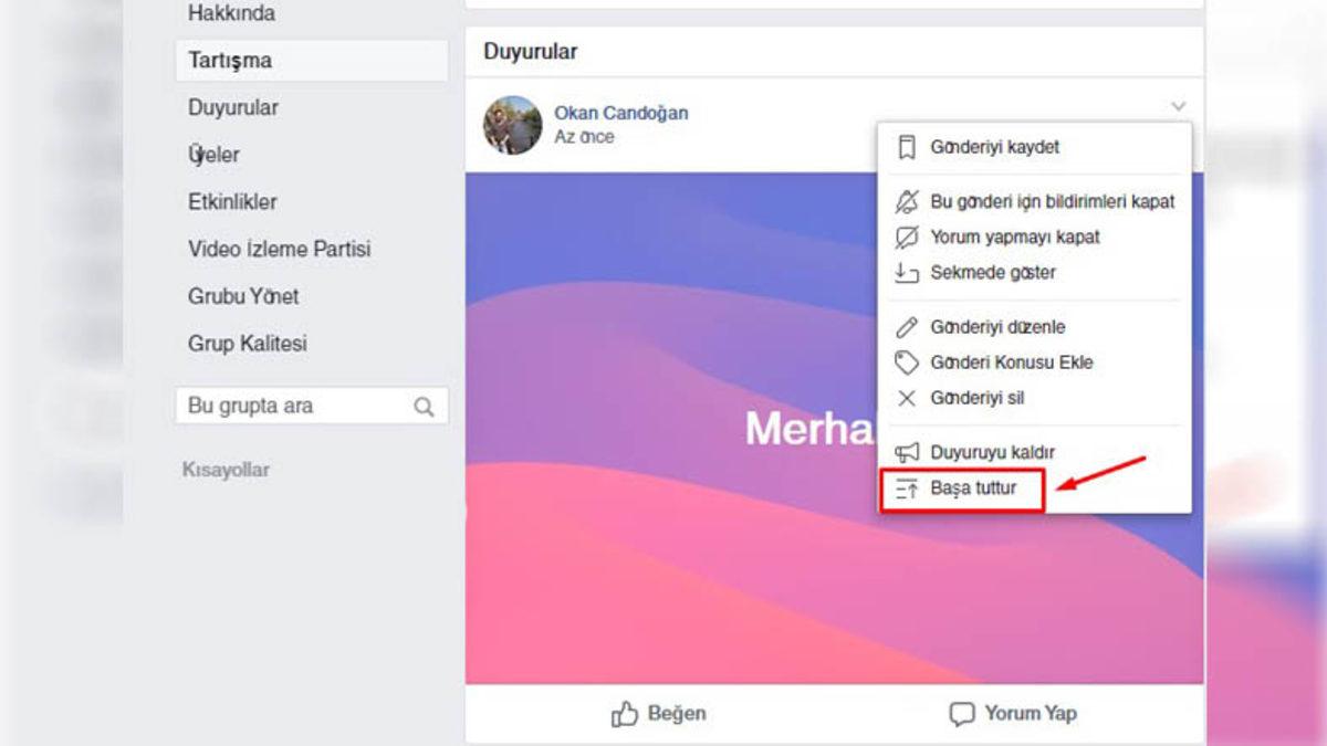 Facebook Grubundaki Bir Paylaşım Nasıl Sabitlenir? (Mobil-PC)