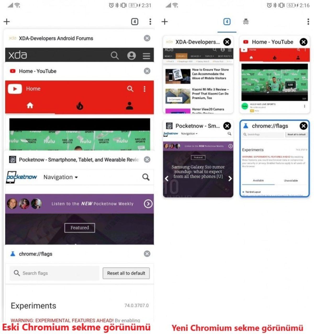 Google Chrome, Android İçin Yeni Bir Sekme Görünümü Test Ediyor