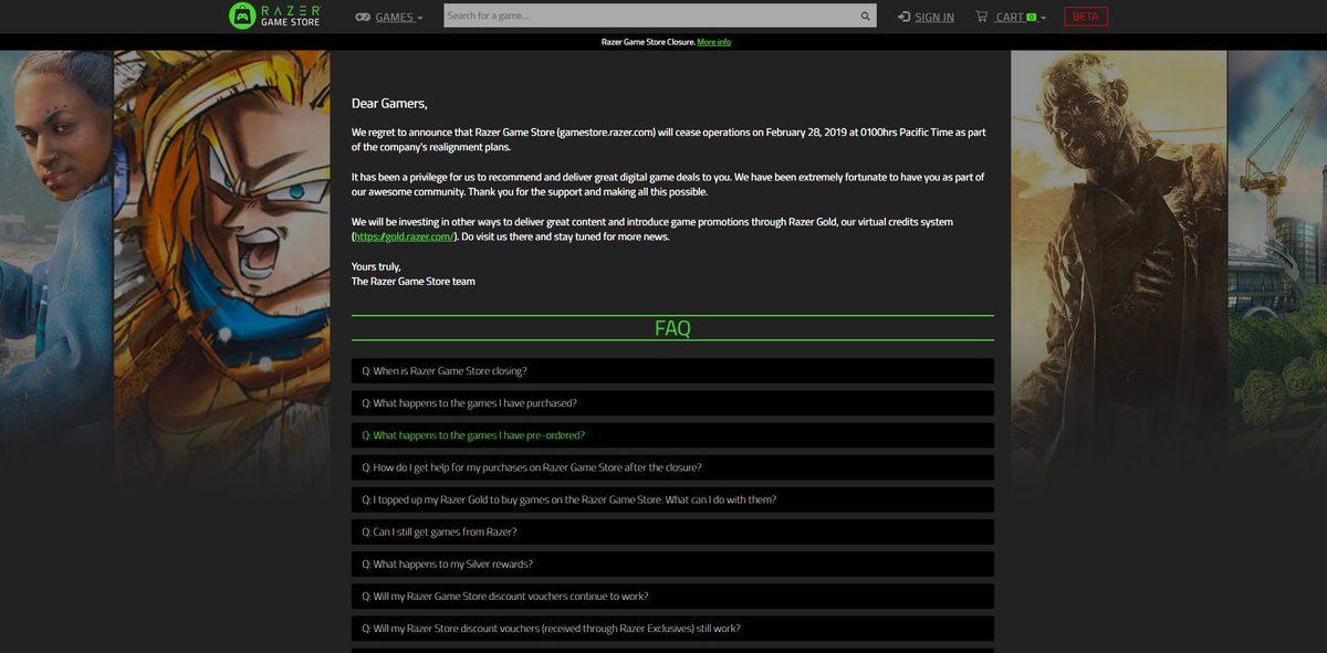 Razer, Henüz 1. Yılını Doldurmamış Olan Dijital Oyun Mağazasını Kapatıyor