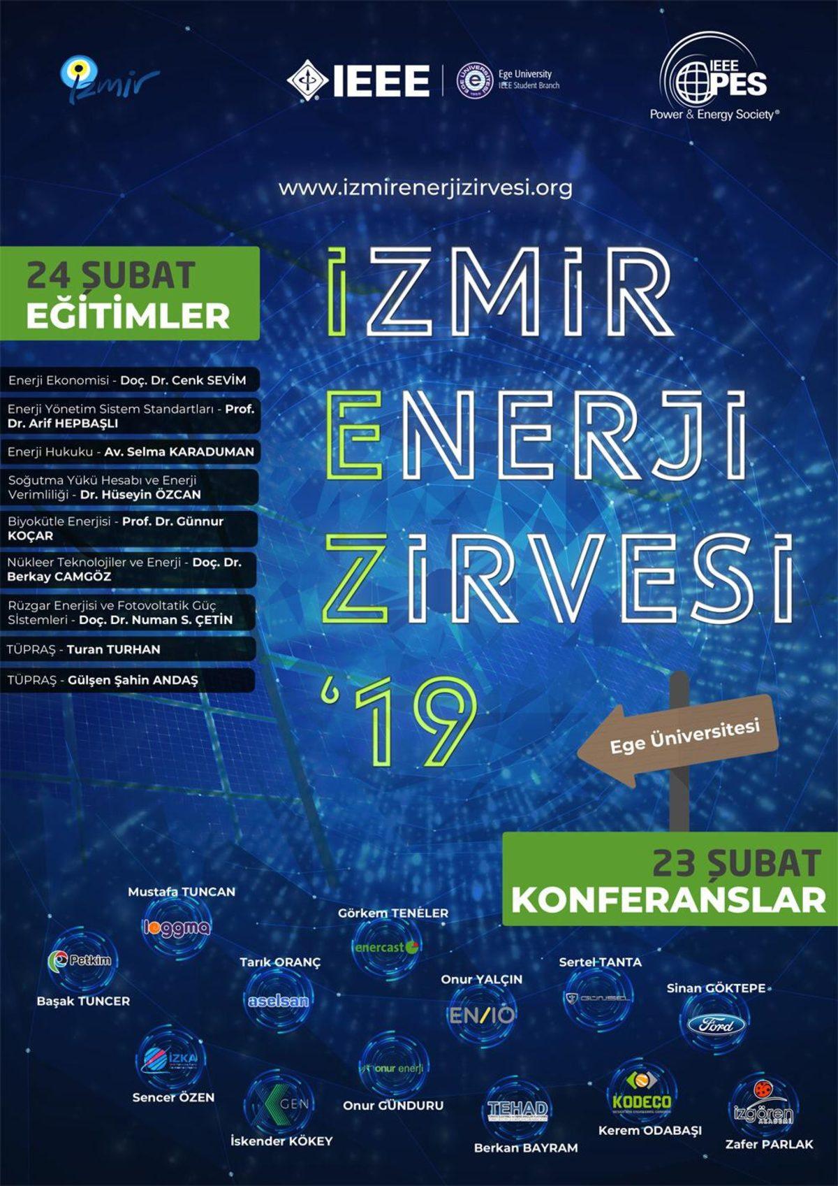 İzmir Enerji Zirvesi’19, 23-24 Şubat’ta Ege Üniversitesi’nde