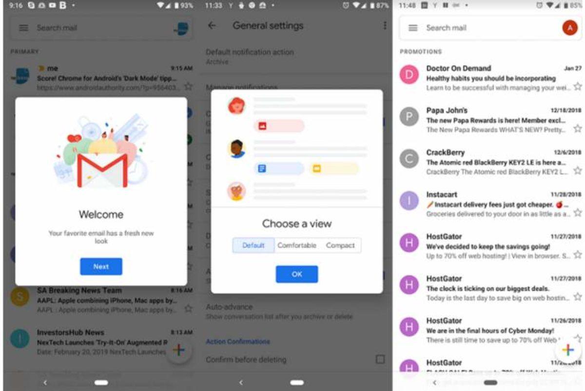 Gmail, Android Uygulamasının Tasarımında Gözle Görülür Bir Değişikliğe Gitti