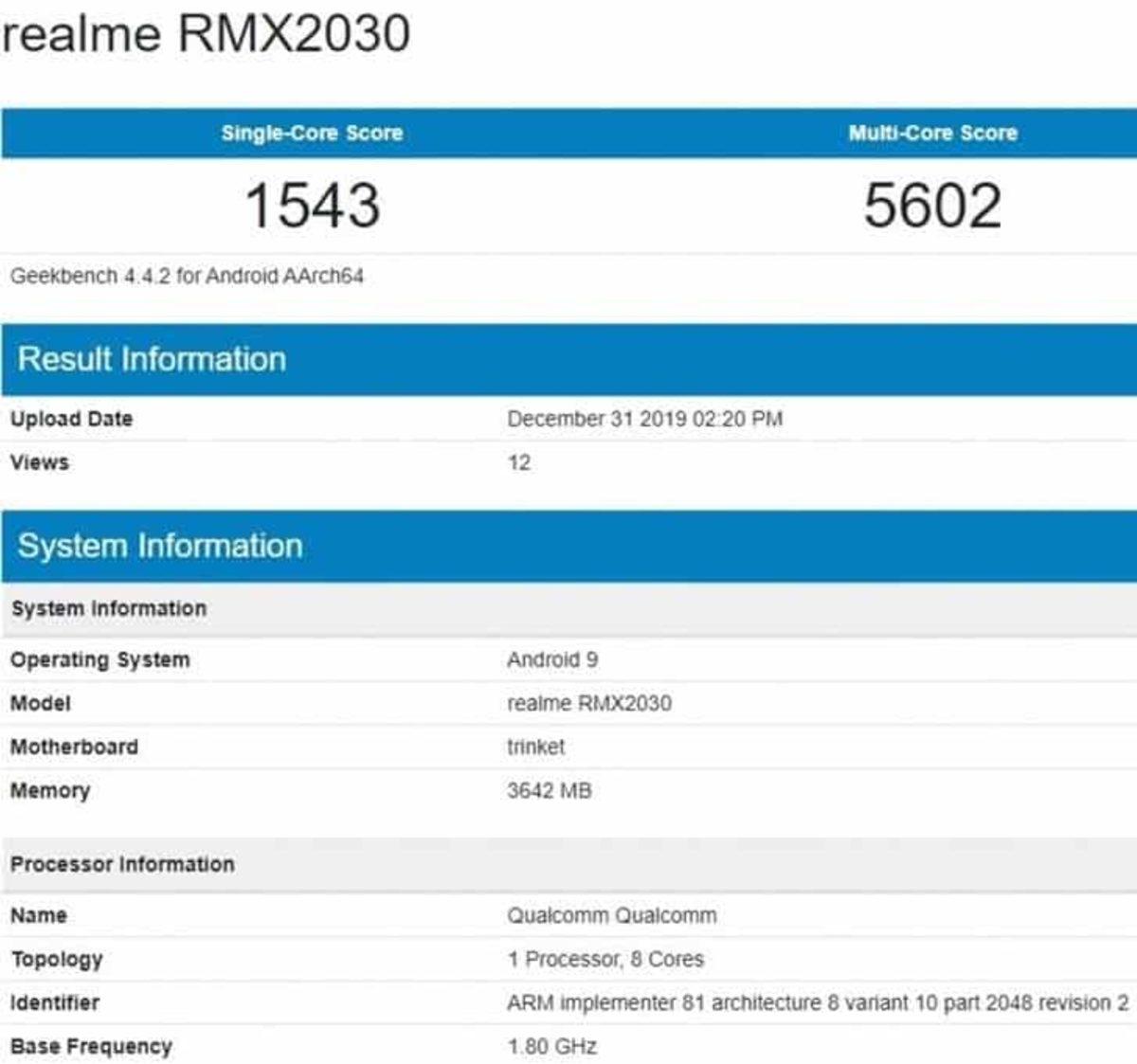 Realme 5i’nin Bazı Donanım Özellikleri ve Geekbench Skoru Ortaya Çıktı