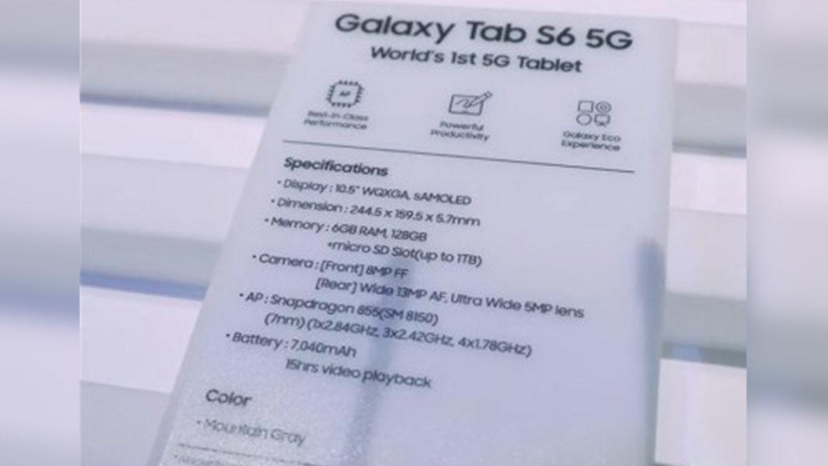 Samsung Galaxy Tab S6 5G’nin Özellikleri Ortaya Çıktı