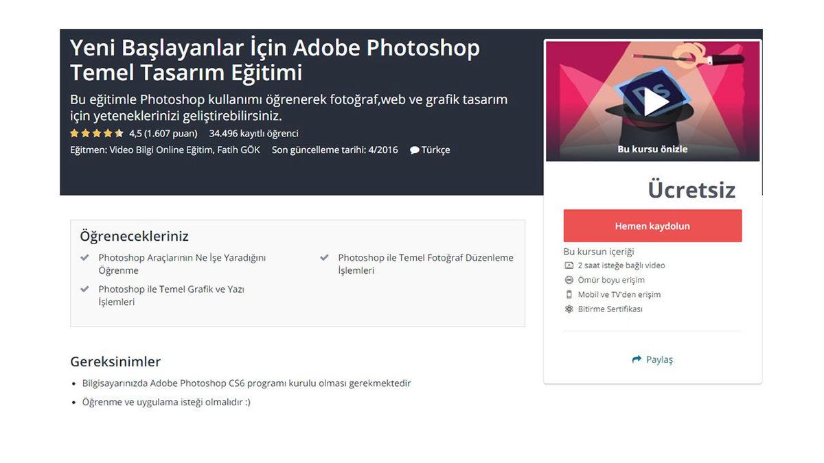 Hem Ücretsiz Hem de Türkçe Olan 6 Profesyonel Adobe Photoshop Dersi