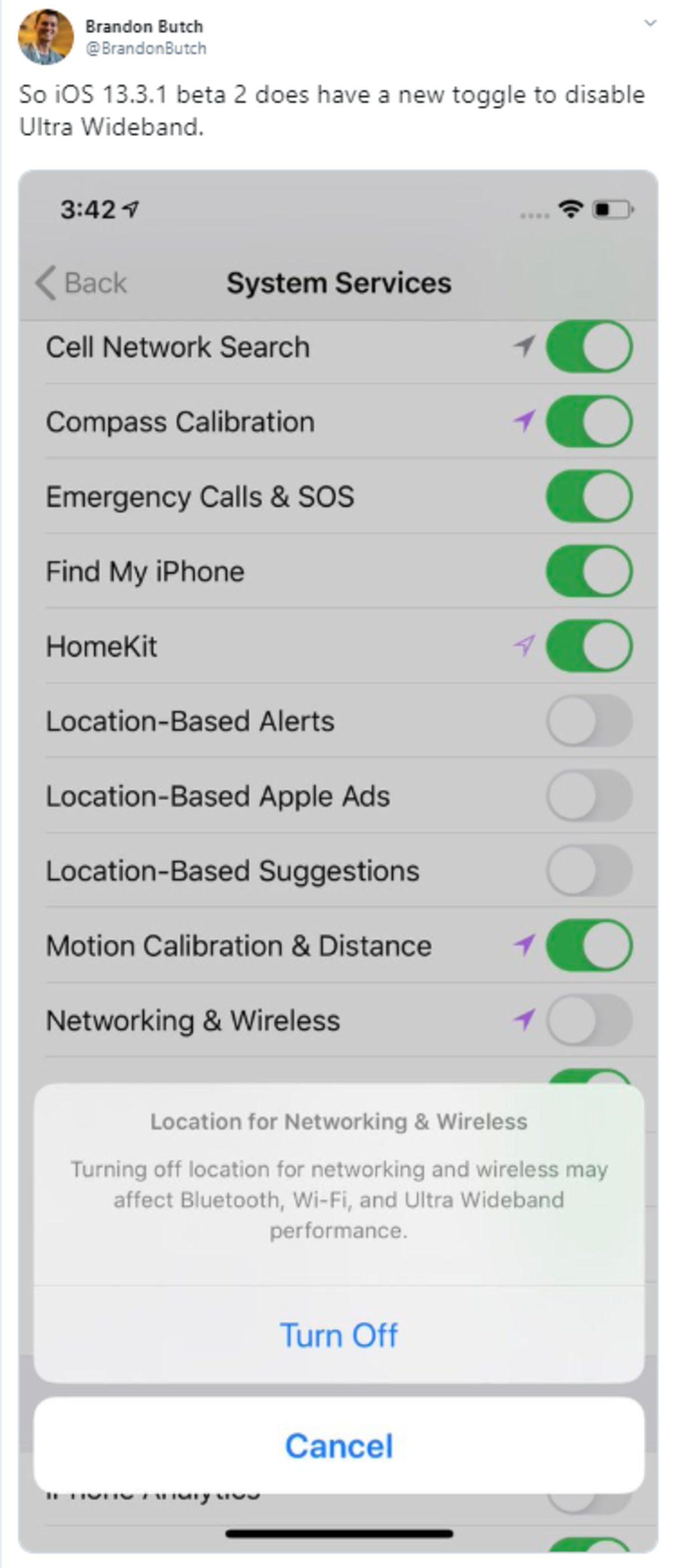 Apple, Sürekli Konum Takibine Neden Olan UWB Özelliğine Açma/Kapama Tuşu Getirdi