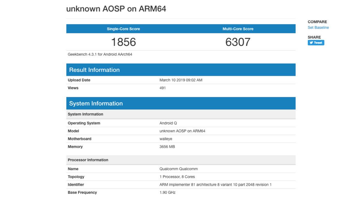 Android Q ile Çalışan Bir Cihaza Ait İlk Geekbench Skoru Ortaya Çıktı
