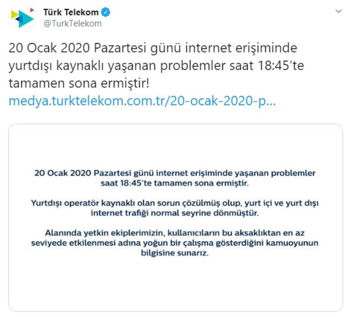 Türk Telekom’dan İnternet Sorunlarıyla İlgili Flaş Açıklama