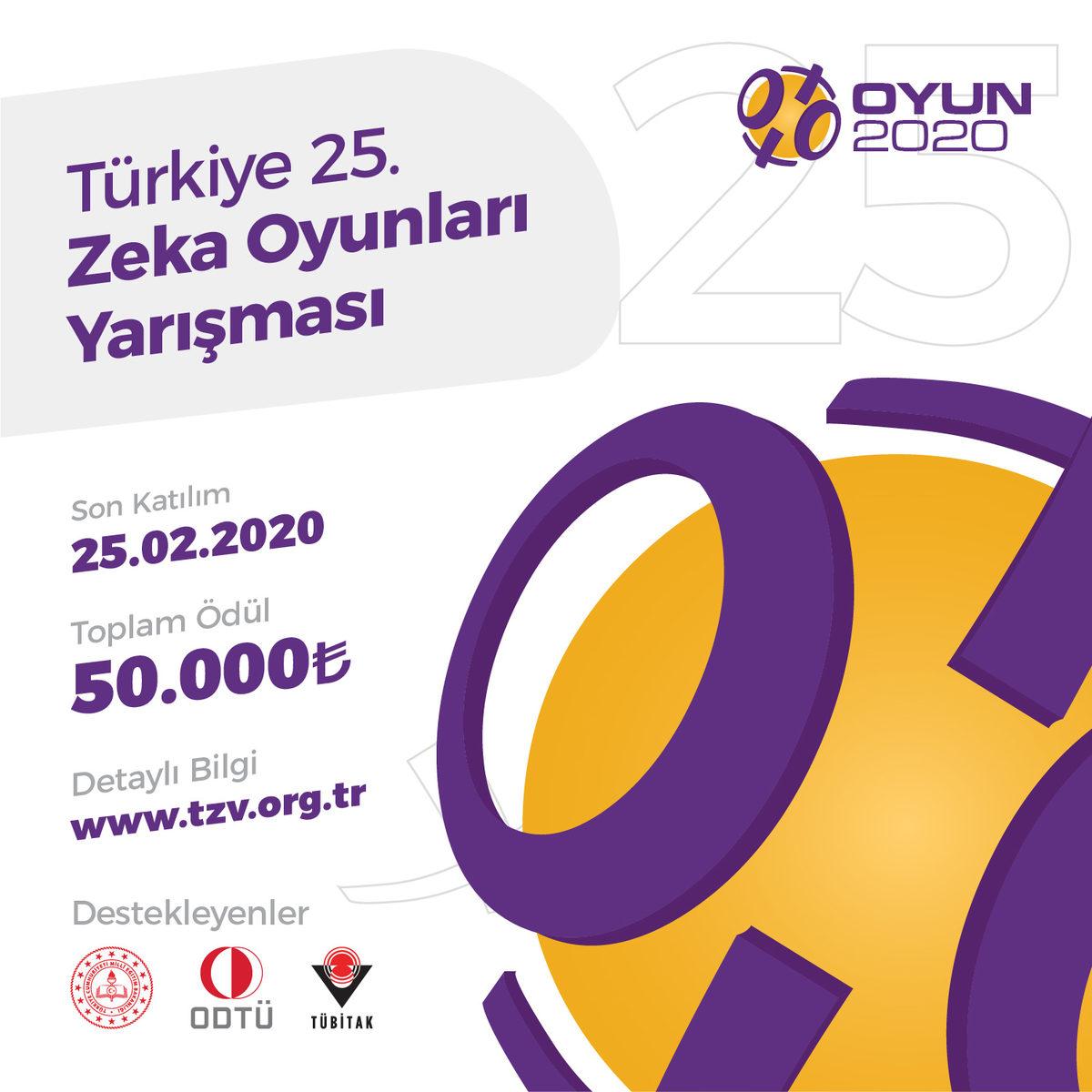 Türkiye Zeka Oyunları Yarışması OYUN 2020 İçin Son Kayıt 25 Şubat