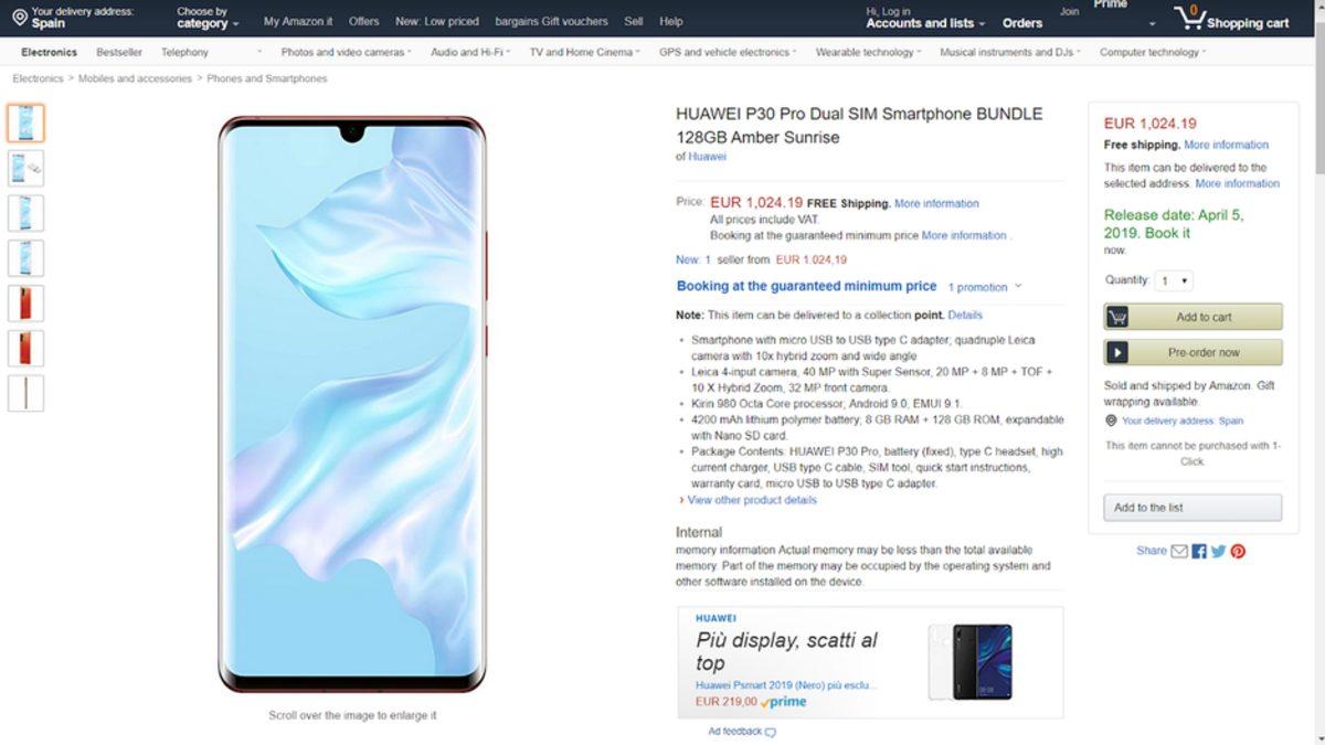 Amazon, Huawei P30 Pro’yu Yanlışlıkla Ön Siparişe Açtı