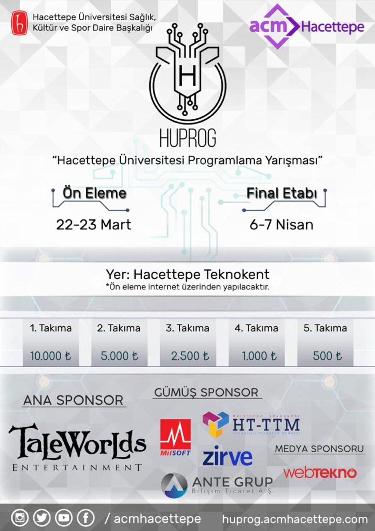 Hacettepe Üniversitesi Programlama Yarışması (HUPROG), 6-7 Nisan’da Gerçekleştirilecek