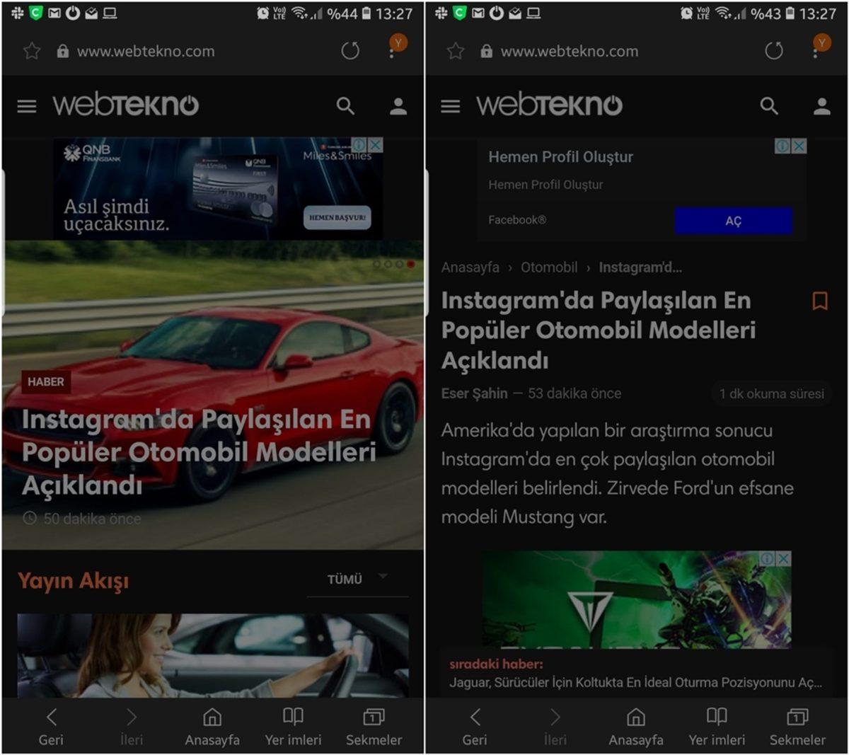 Samsung Internet’e Tüm Web Sitelerinde Geçerli Karanlık Mod Geldi