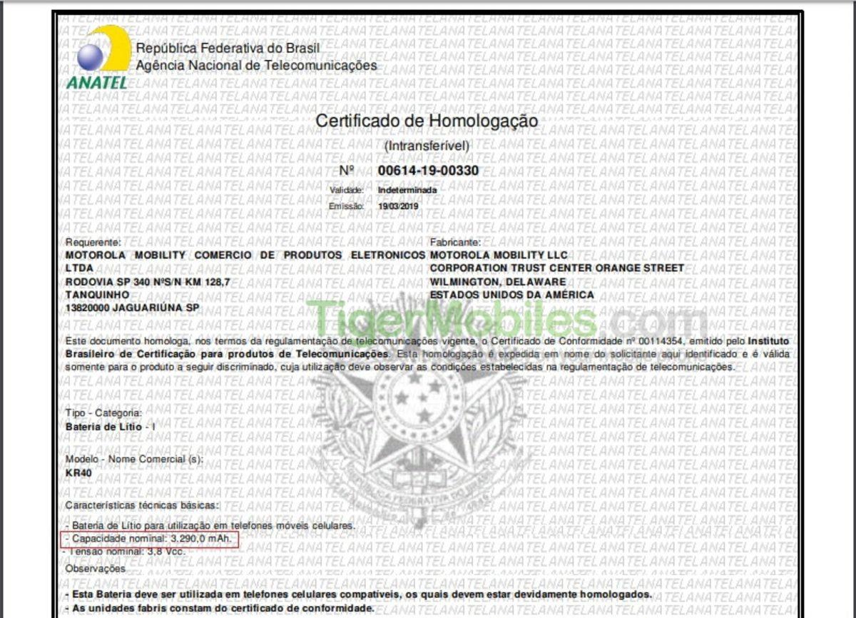 Motorola One Vision’ın 3500 mAh’lik Pili ANATEL’de Ortaya Çıktı