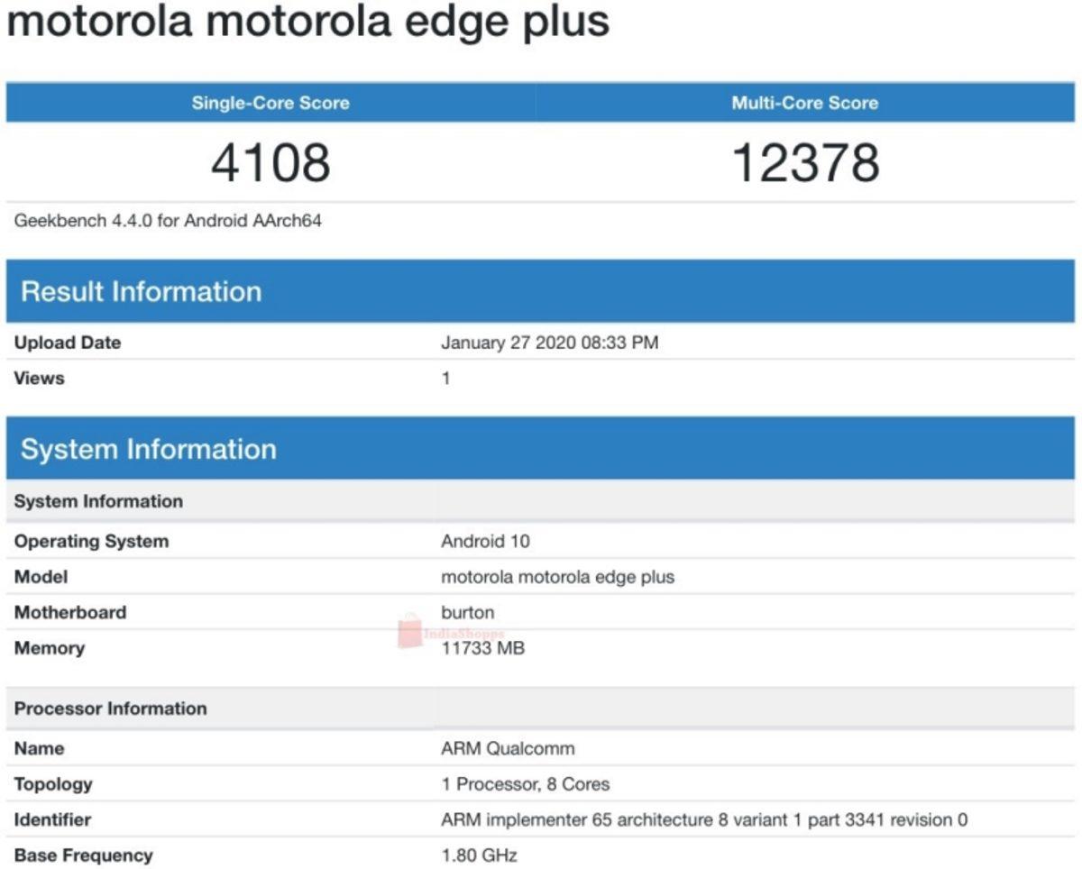 Motorola Edge Plus, Geekbench Testinde Ortaya Çıktı