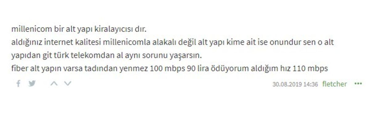 Millenicom İnternet Kullanıcılarından Gelen Yorumlar
