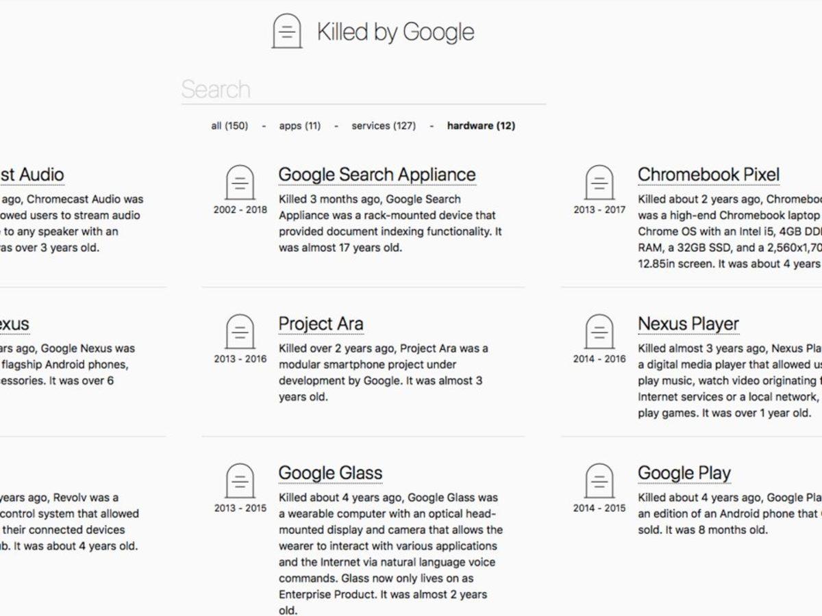 Bir Yazılımcı, Google’ın Fişini Çektiği Uygulamalar İçin ‘Google Mezarlığı’ Yaptı