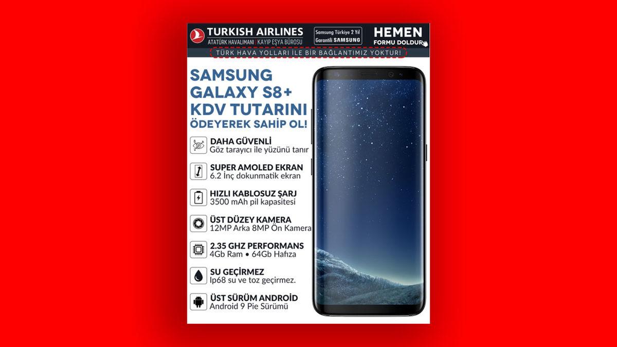 THY Adına Gönderilen ‘199 TL’ye Samsung Galaxy S8’ Mesajlarına Dikkat