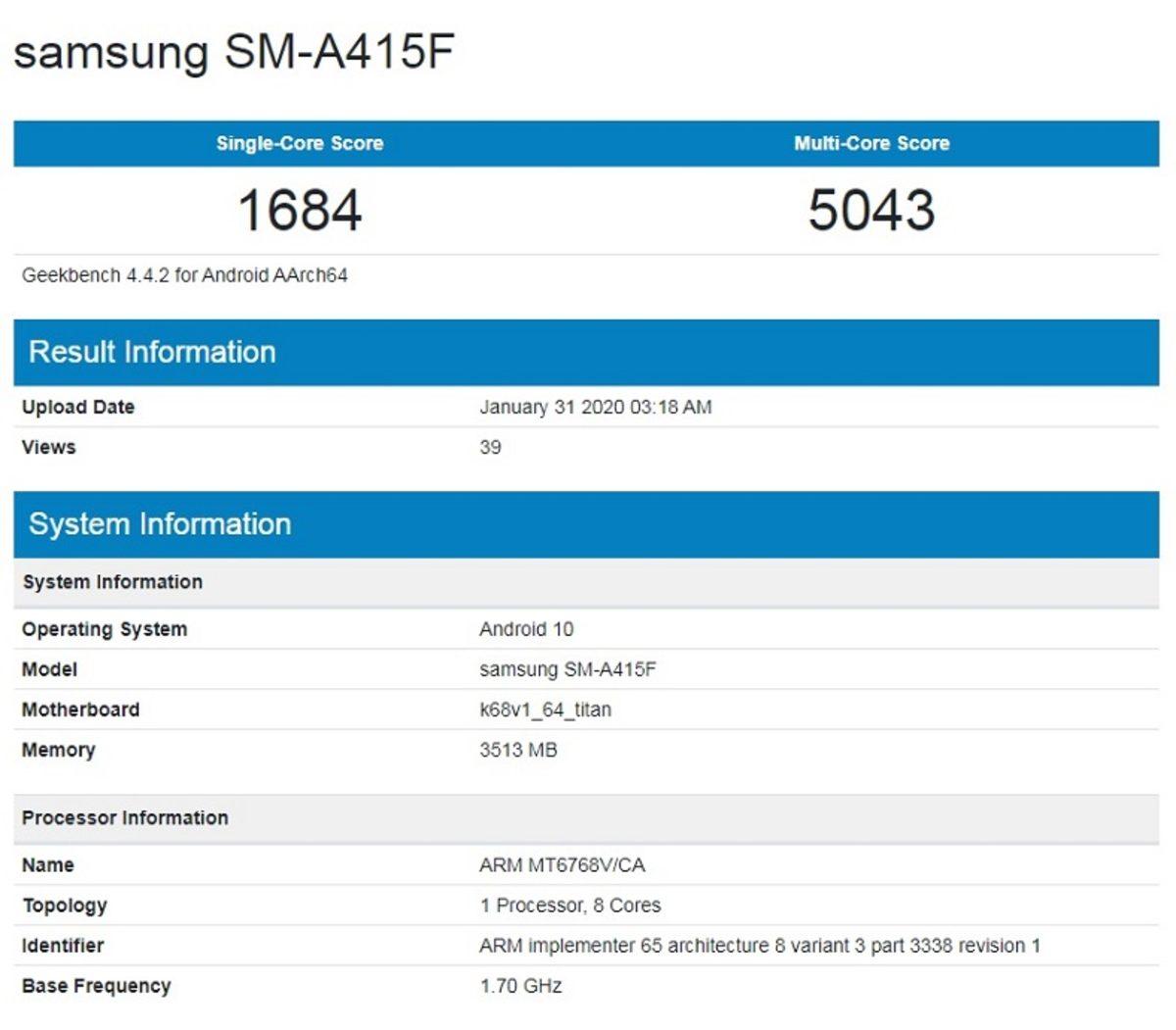 Samsung Galaxy A41’in Bazı Özellikleri Geekbench’te Ortaya Çıktı