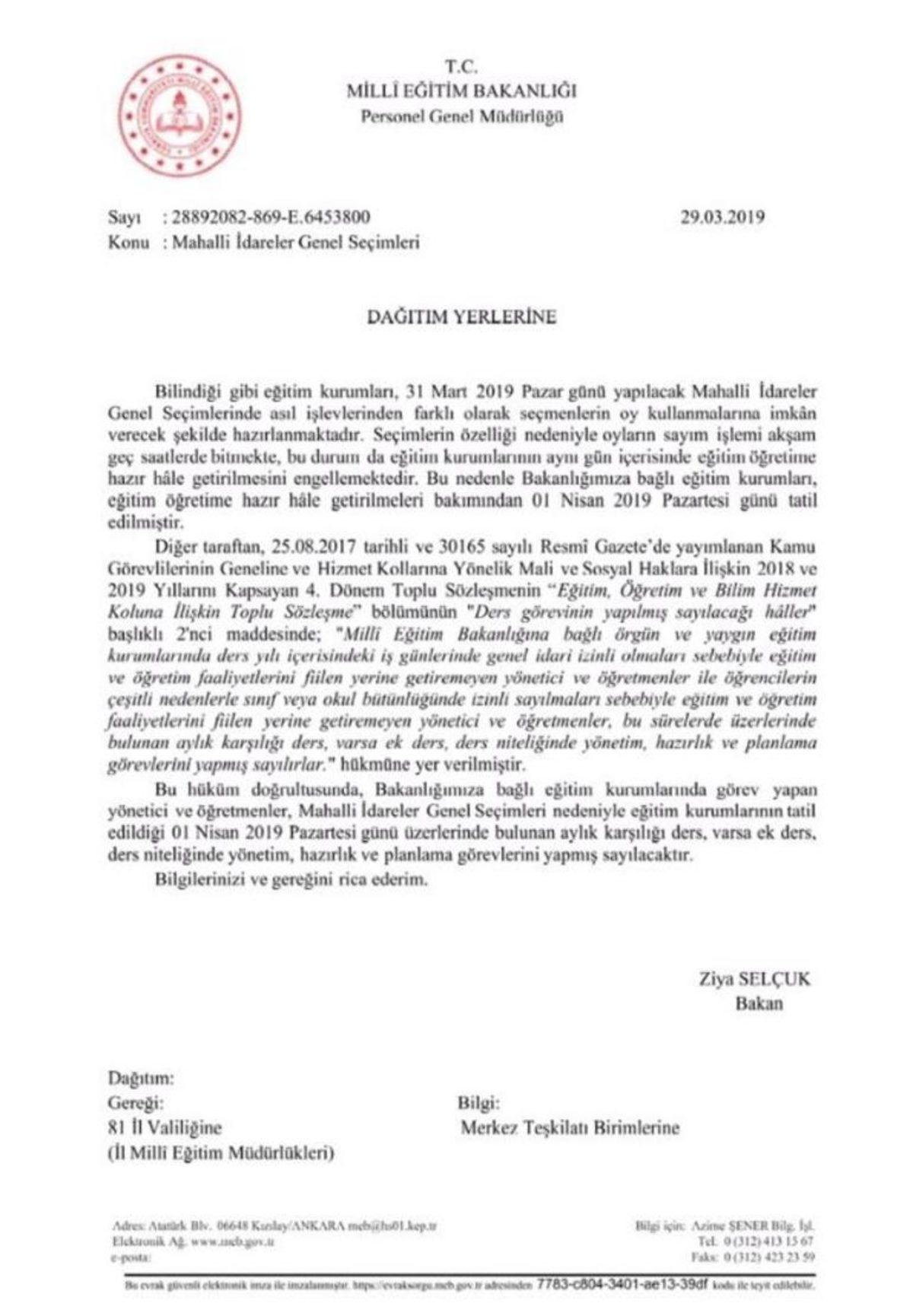 MEB Açıkladı: 1 Nisan’da Okullar Tatil Olacak