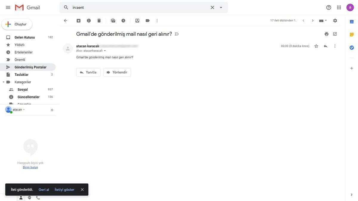 Outlook’ta Gönderilmiş Bir E-posta Nasıl Geri Alınır?