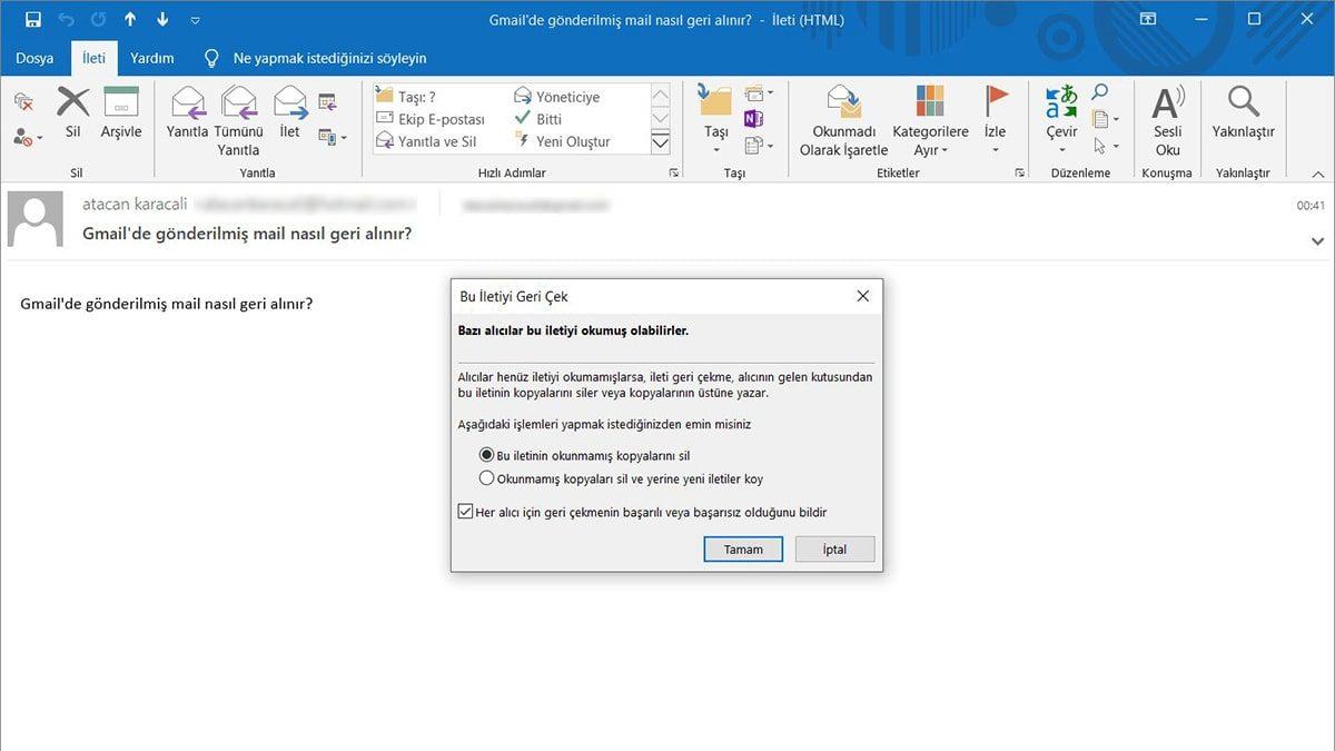 Outlook’ta Gönderilmiş Bir E-posta Nasıl Geri Alınır?