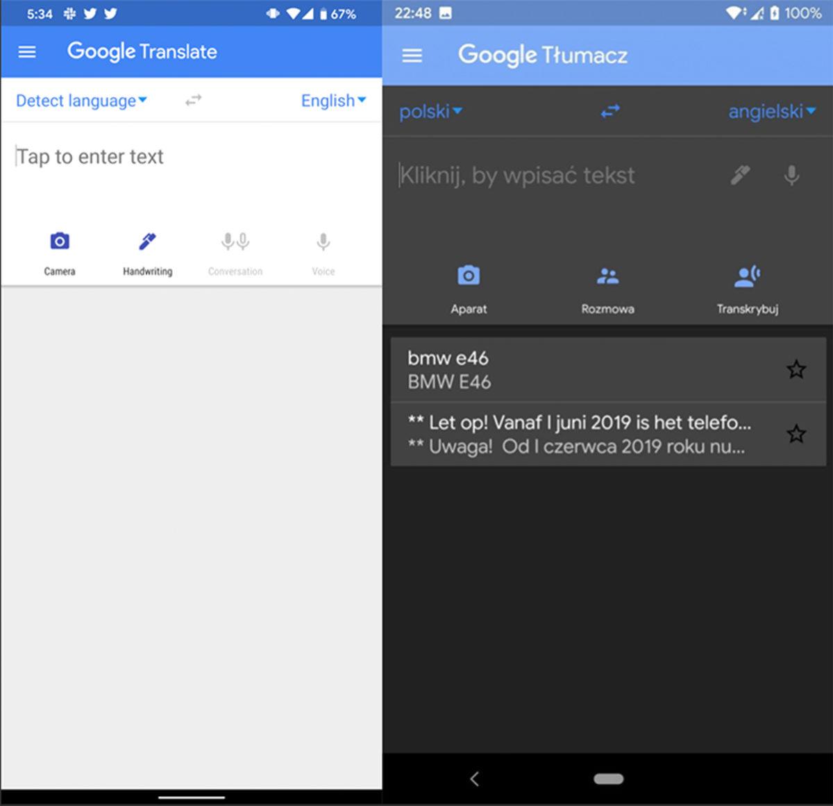 Google Çeviri, Bazı Kullanıcılar İçin Karanlık Modu Yayınladı