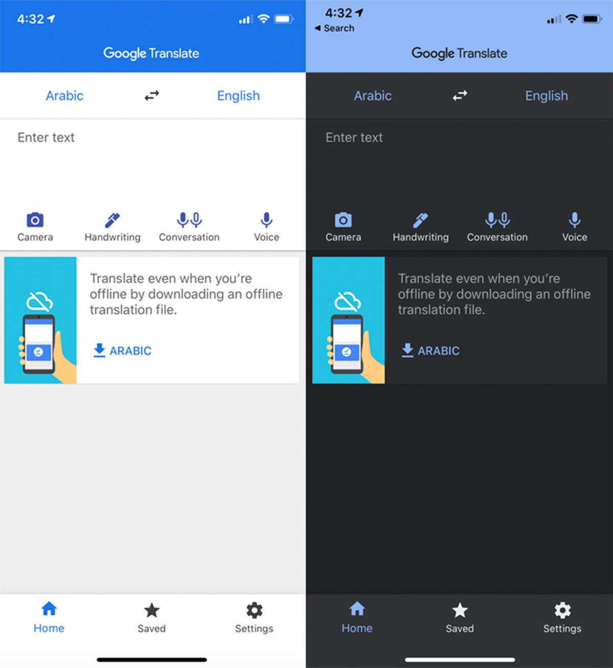 Google Çeviri, Bazı Kullanıcılar İçin Karanlık Modu Yayınladı