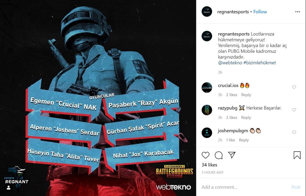 Regnant Esports, Yeni PUBG Kadrosuyla Bugün İlk Kez Mücadele Edecek