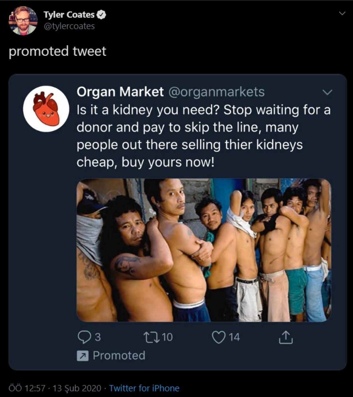 Twitter, İnsan Organı Satan Bir Sitenin Reklamını Verdi