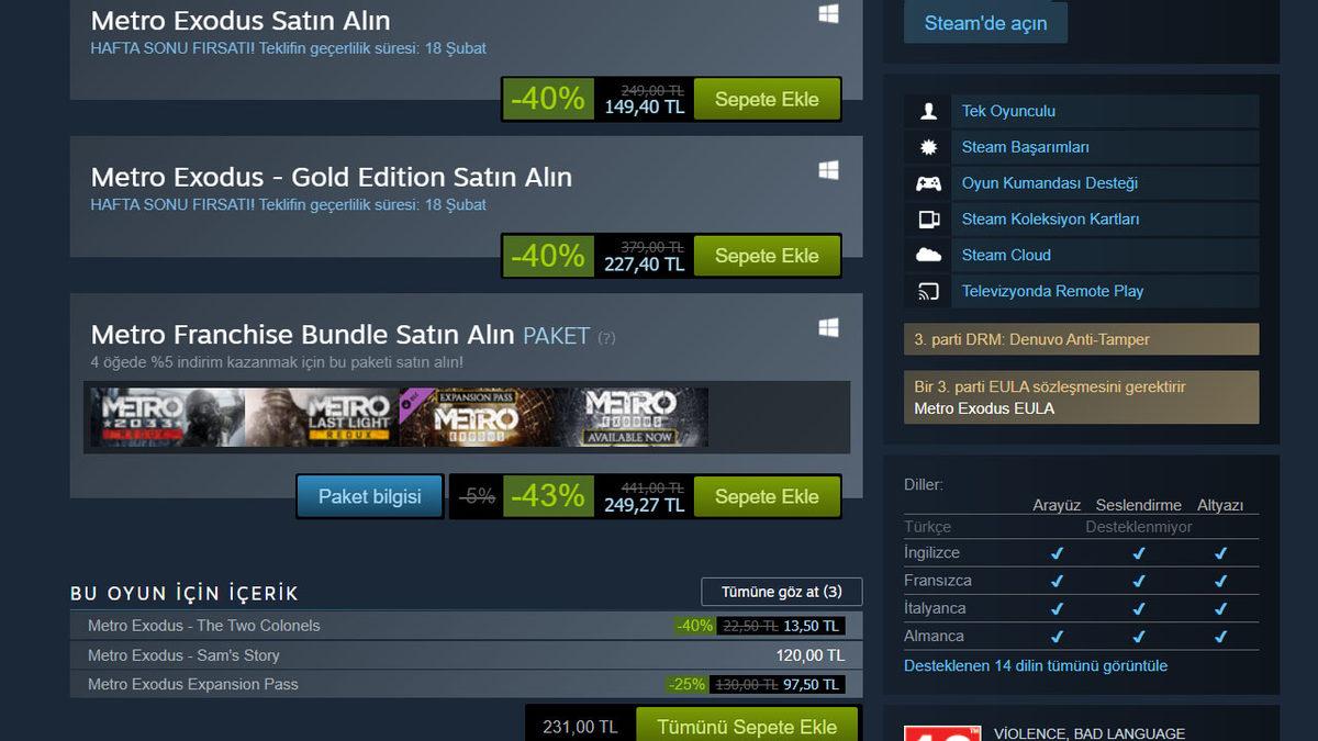 Metro Exodus, Steam’e Büyük Bir İndirimle Giriş Yaptı