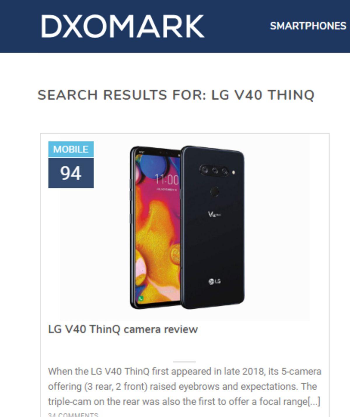 DxOMark, LG V40 ThinQ’nun Skorunu Güncelledi