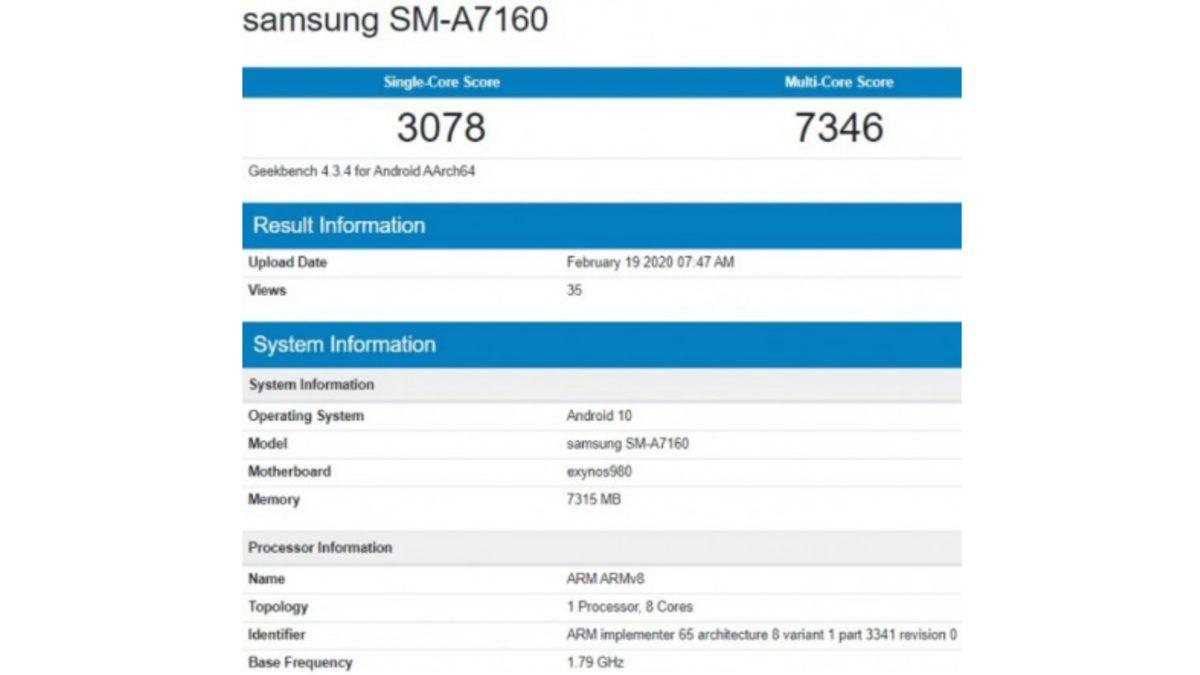Exynos 980 İşlemcili Samsung Galaxy A71 5G, Geekbench Testinde Göründü
