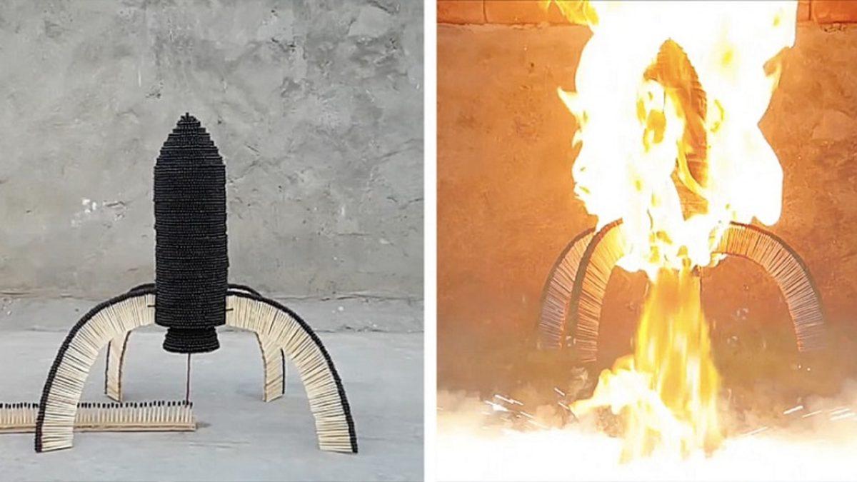 Bir YouTuber, 1 Milyon Kibrit Kullanarak Roket Yaptı (Video)