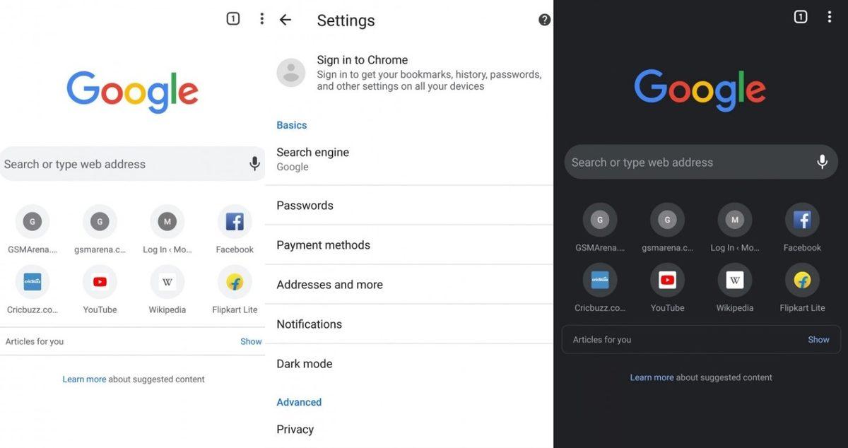 Google Chrome’un Android Uygulaması Karanlık Moda Kavuştu