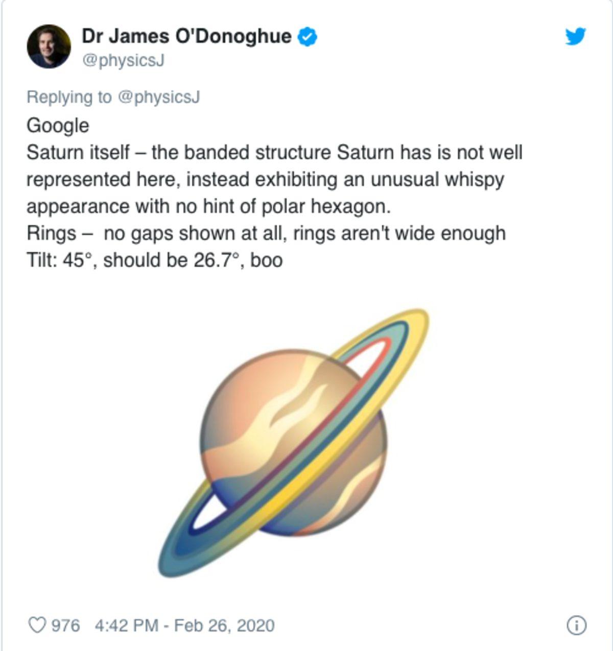 NASA’da Çalışmış Bilim İnsanı, Satürn Emojilerine Not Verdi