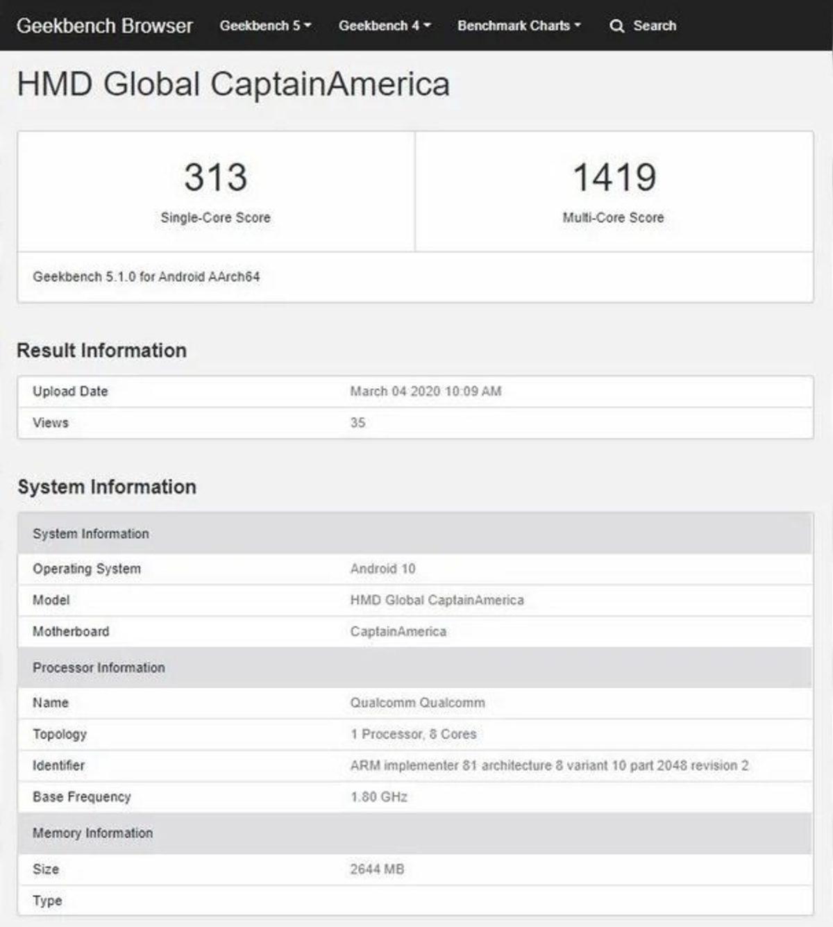 ’Captain America’ Kod Adlı Nokia 5.2, Geekbench’te Göründü