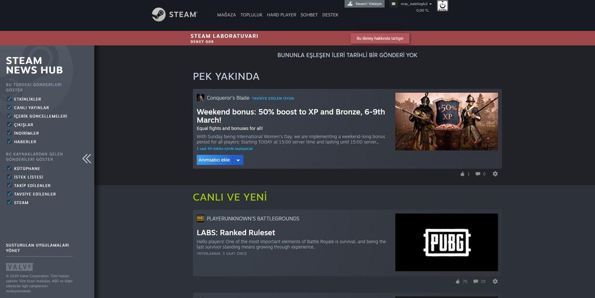 Steam, Oyunlara Dair Her Şeyin Yer Alacağı ’News Hub’ın Testlerine Başladı