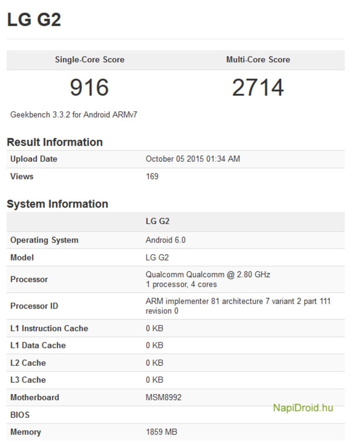 LG G2’de Android 6.0 Marshmallow İçin Geekbench 3 Testi!